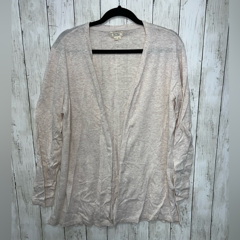 Fat Face Cardigan Soft Ivory Size 14 Lightweight Open Knit Detail